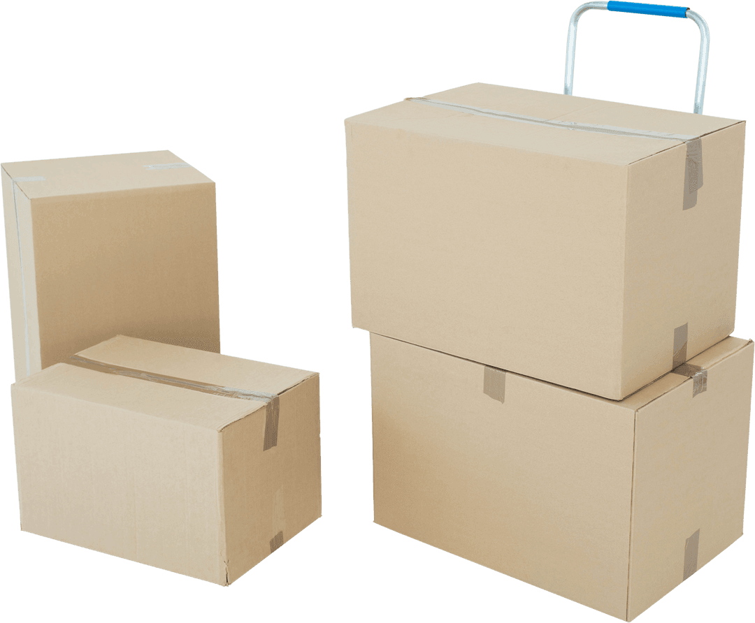 Transparent Cardboard Boxes Ready for Moving or Storage
