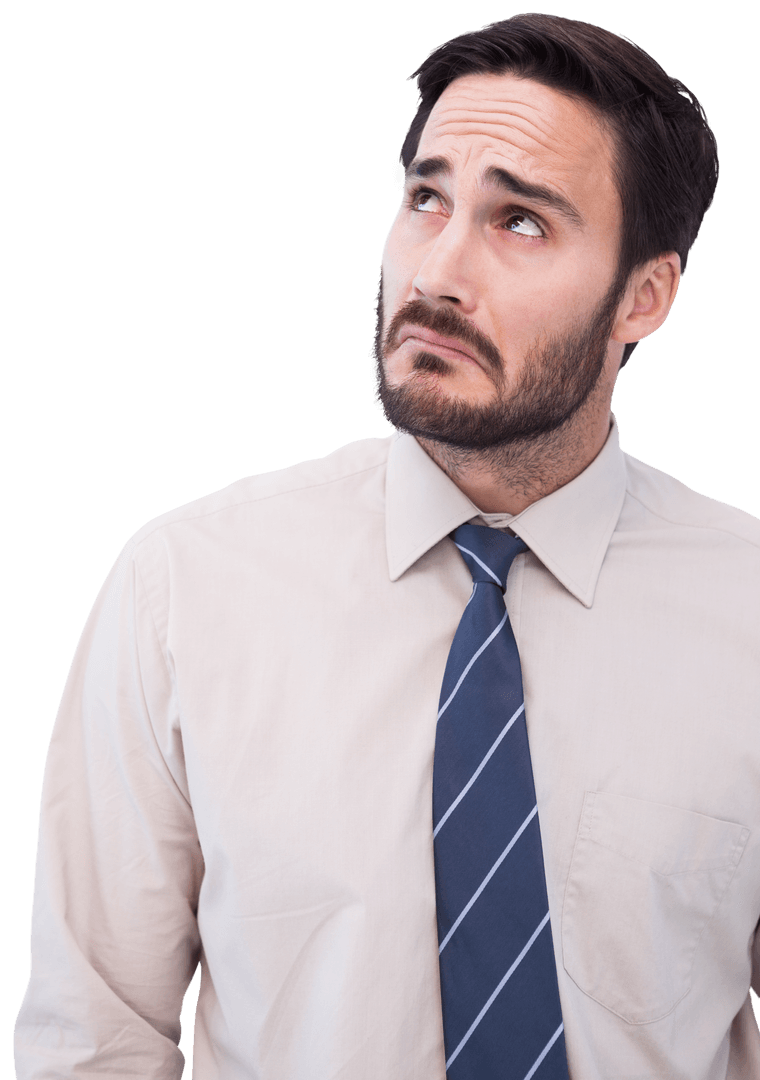 Transparent Image Nervous Businessman Looking Up
