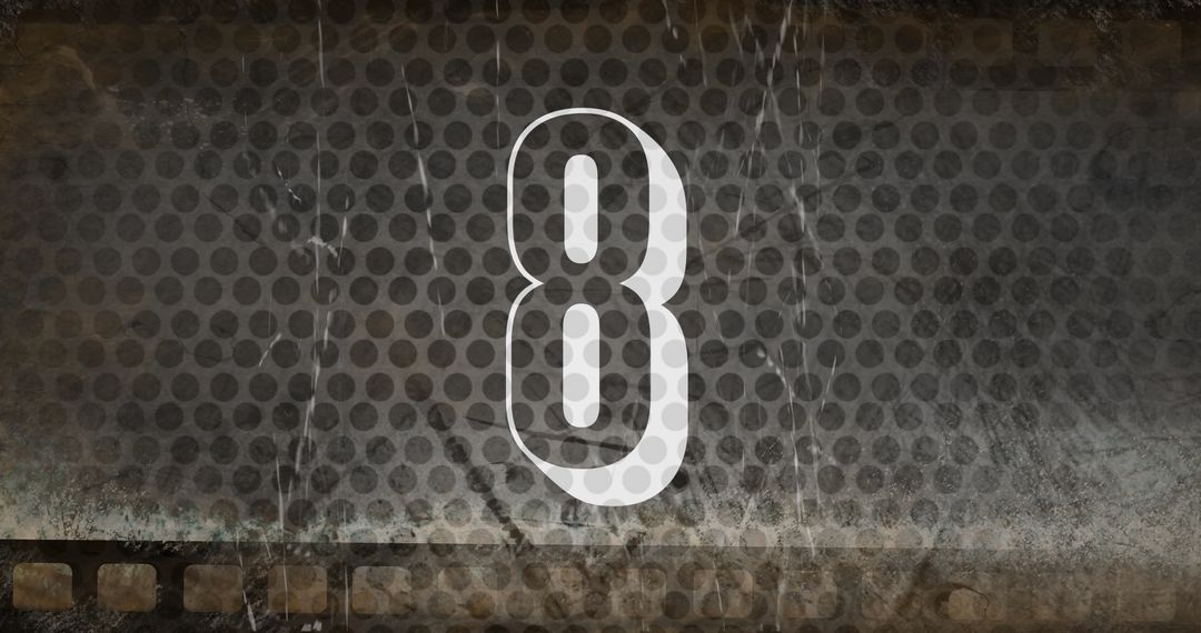 Retro Movie Countdown Number Eight with Distressed Background
