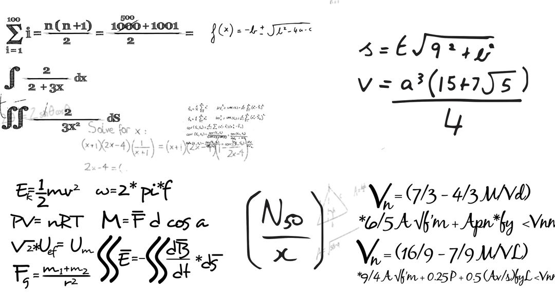 Complex Mathematical Equations on White Background