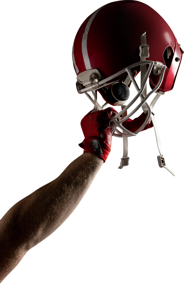 Transparent Arm Lifting American Football Helmet in Victory - Download Free Stock Images Pikwizard.com