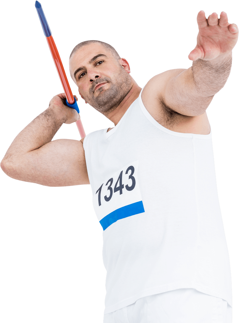 Athlete Preparing for Javelin Throw Transparent Background