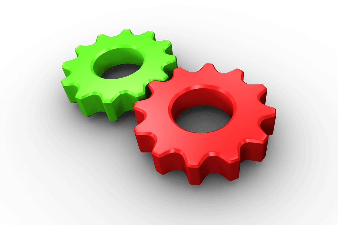Green Red Cogs On Transparent Background Vector Illustration