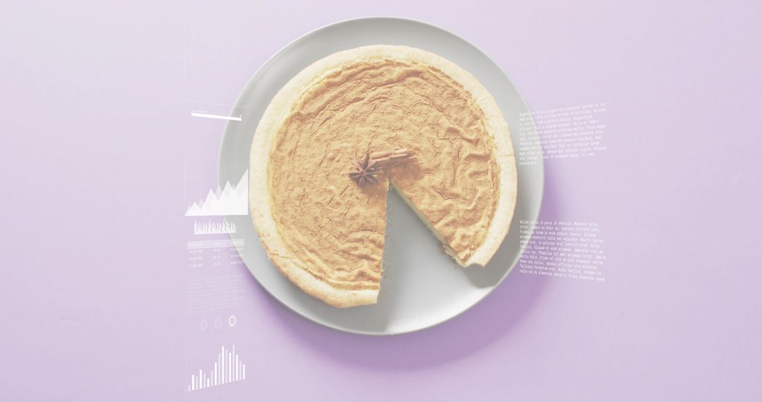 Minimal Pastel Tart Flatlay Showing Wedge Cut with Cinnamon Anise Garnish for Packaging