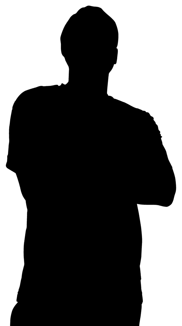 Silhouette of Man with Crossed Arms on Transparent Background Vector