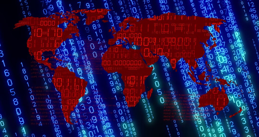 Global Data Flow Concept on Digital World Map Background