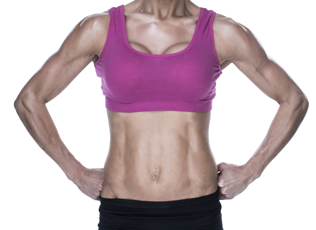 Female Bodybuilder Posing in Pink Top with Hands on Hips Transparent Background - Download Free Stock Images Pikwizard.com