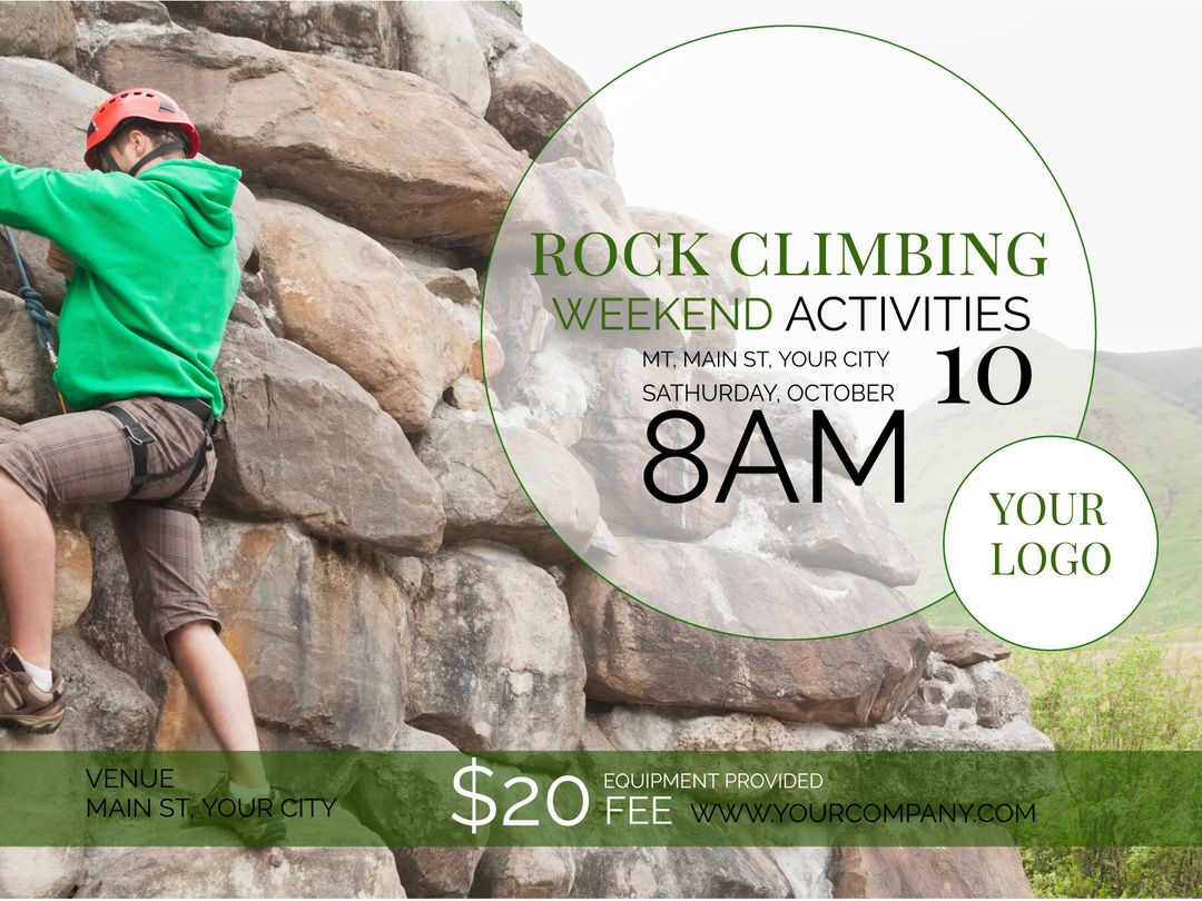 Rock Climbing Adventure Weekend Event Flyer with Climber