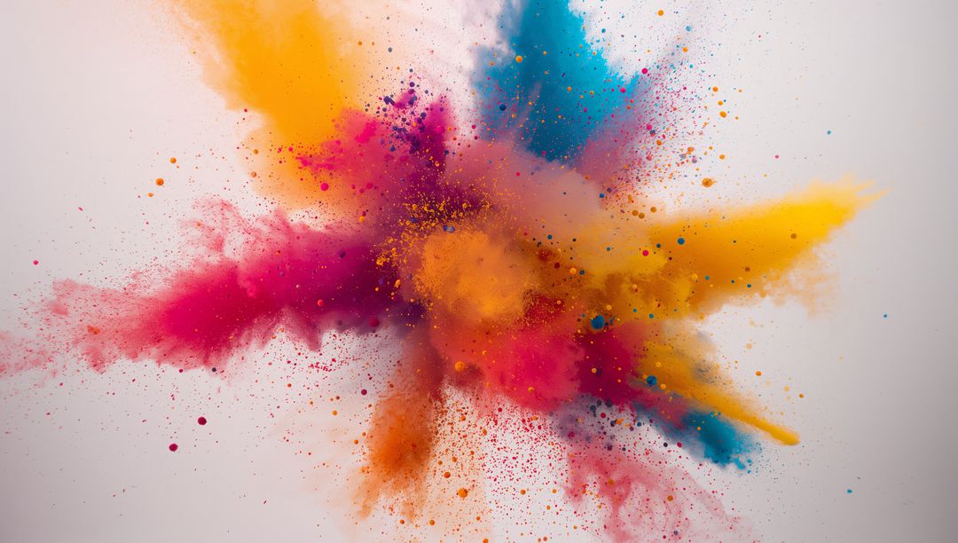 Dynamic Explosion of Colorful Powder Clouds