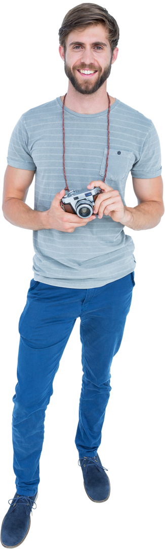 Portrait of Smiling Young Man with Digital Camera Transparent Background - Download Free Stock Images Pikwizard.com