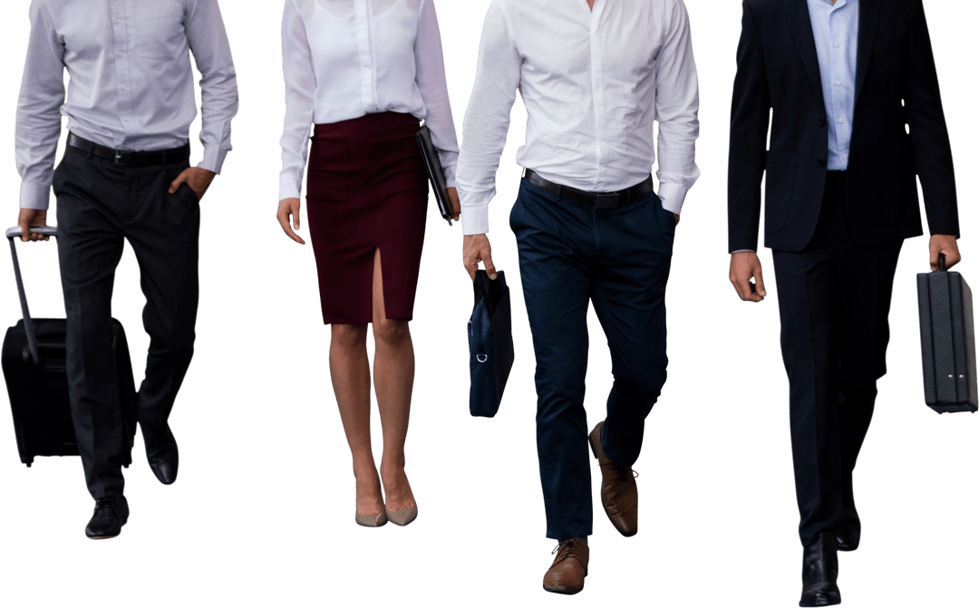 Transparent Group of Business People Walking with Briefcases