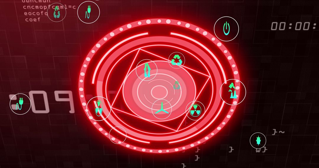 Digital interface with scanning icons and data processing animation