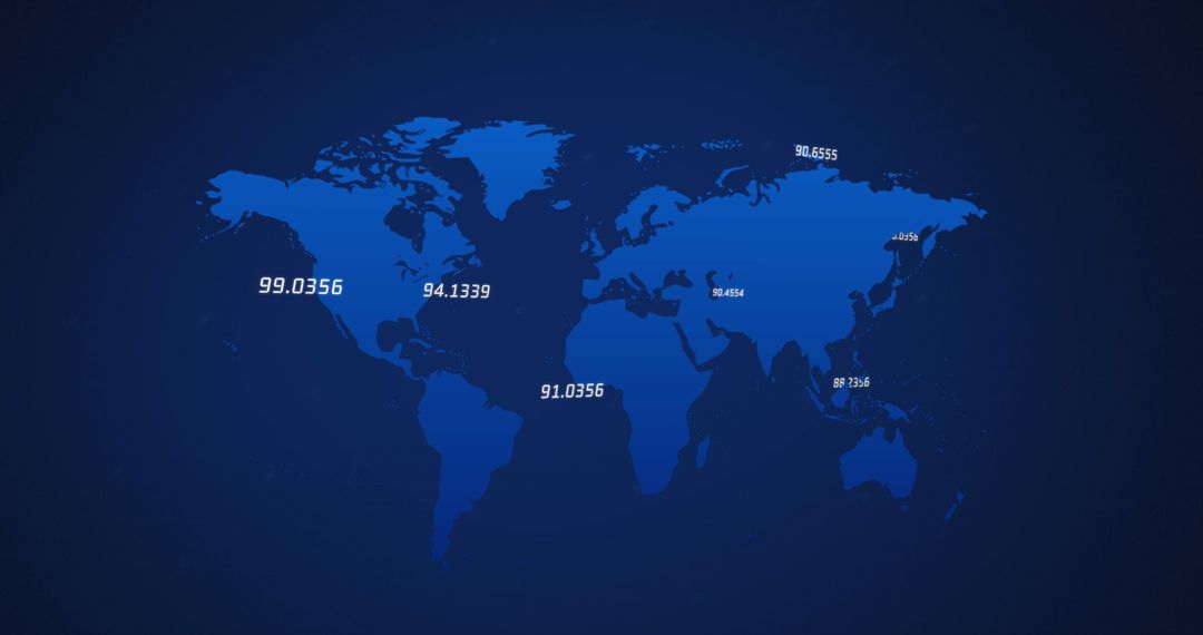 Digital World Map with Data Points on Dark Interface