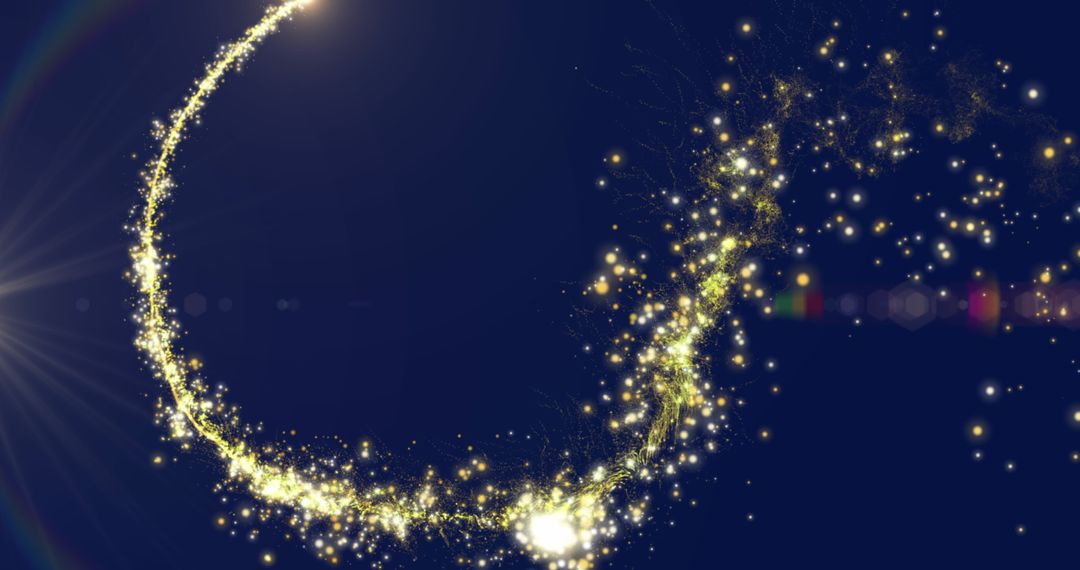 Sparkling Golden Lights Forming Crescent Shape on Dark Background