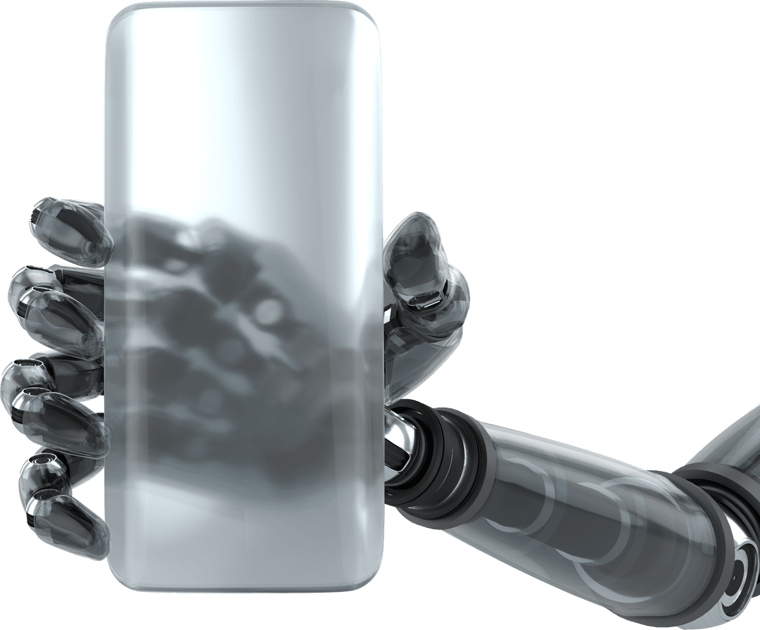 Robotic Hand Holding Transparent Smartphone
