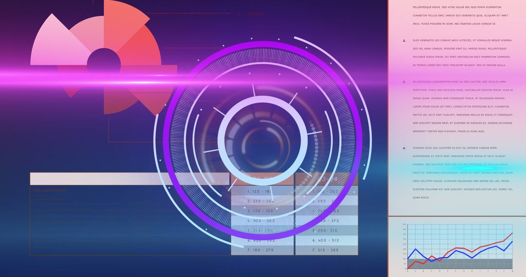 Digital interface with processing circle and data visualization