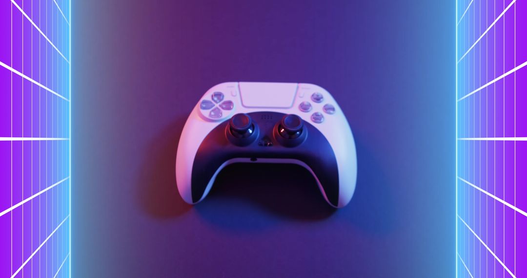 Modern Video Game Controller with Neon Effects