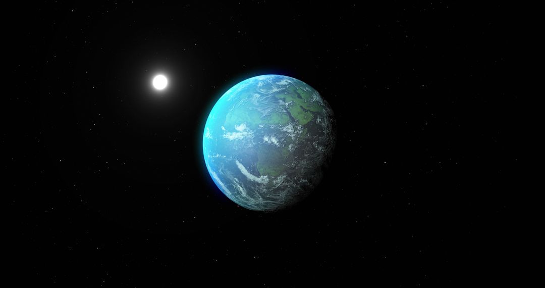 Exoplanet and Distant Star in Deep Space Scene