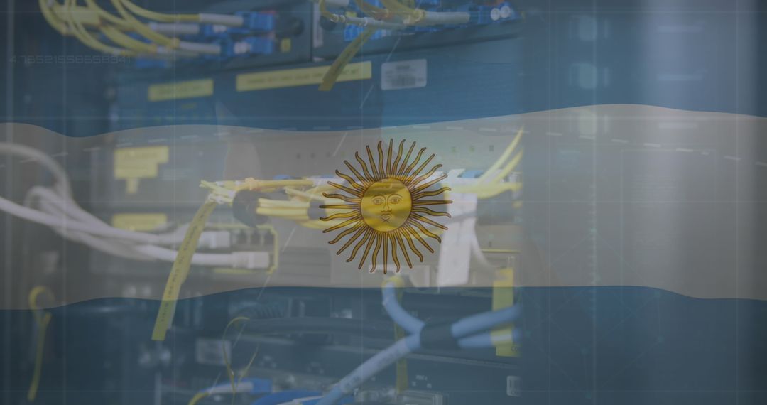 Argentina Flag Overlapping Computer Server Cables