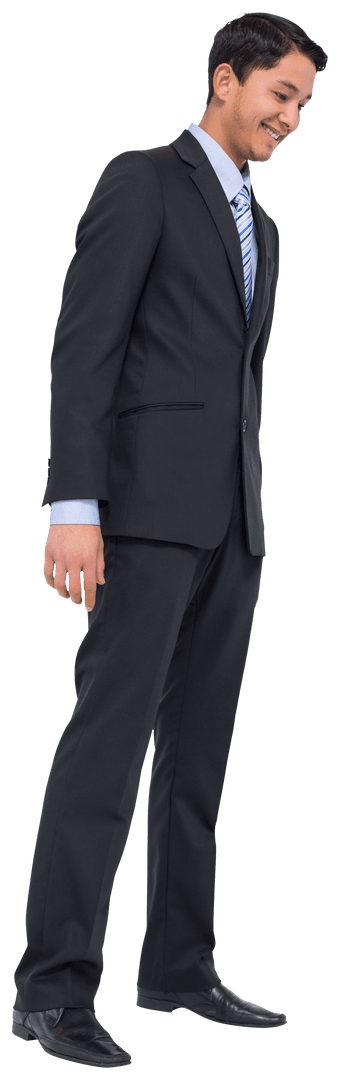 Transparent Image of Smiling Biracial Businessman in Suit