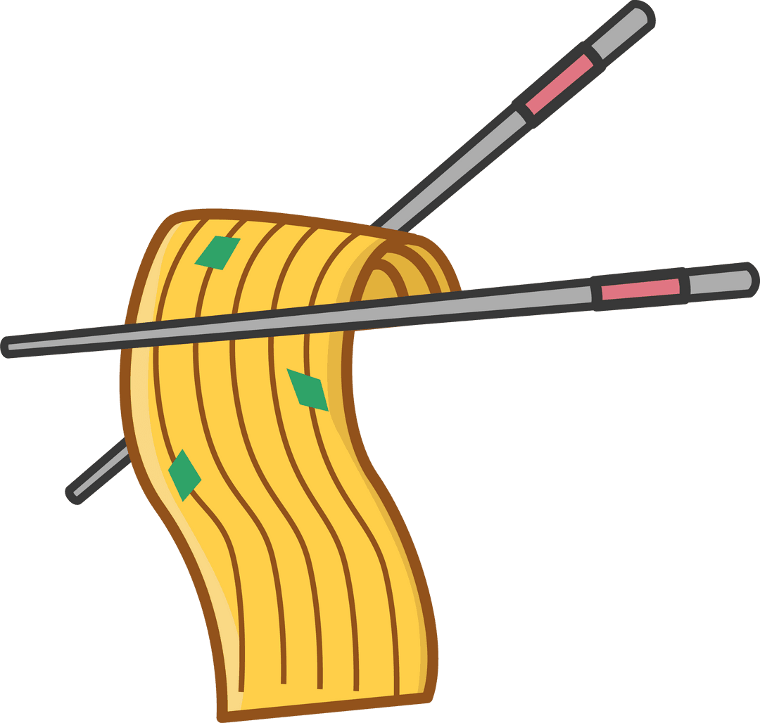 Transparent Minimalist Noodles on Chopsticks Illustration