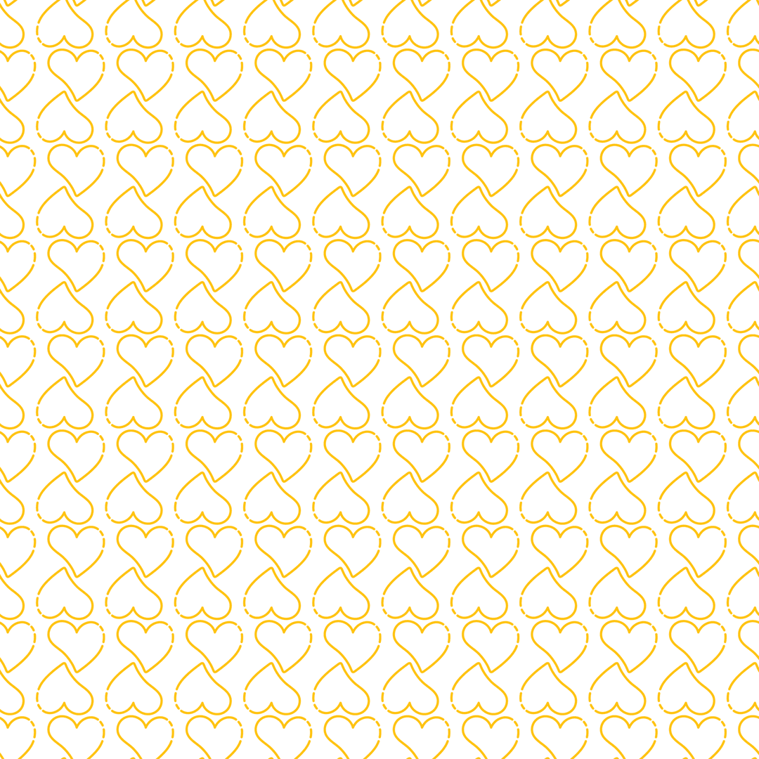 Yellow hearts pattern on transparent background for design