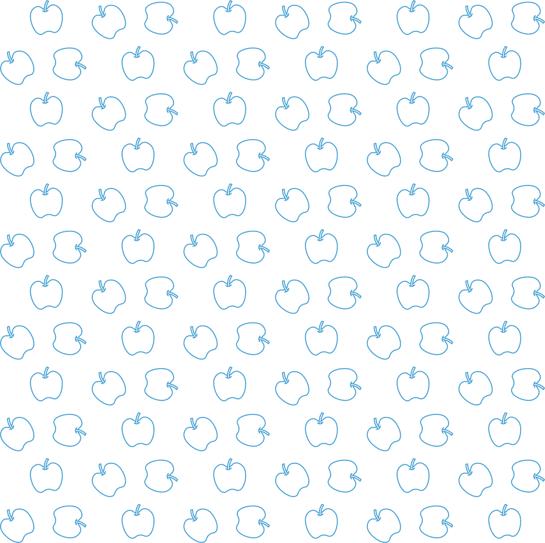 Seamless Transparent Blue Apple Pattern with Clear Background
