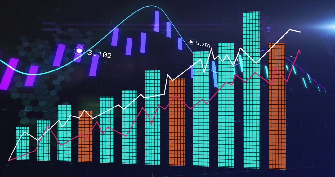 Futuristic Data Analytics Dashboard with Vibrant Graphs and Charts