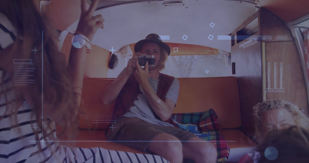 Trendy Group Enjoying Music and Celebration in Van