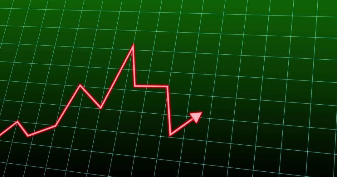 Fluctuating Graph on Green Grid Background Illustrating Financial Trends