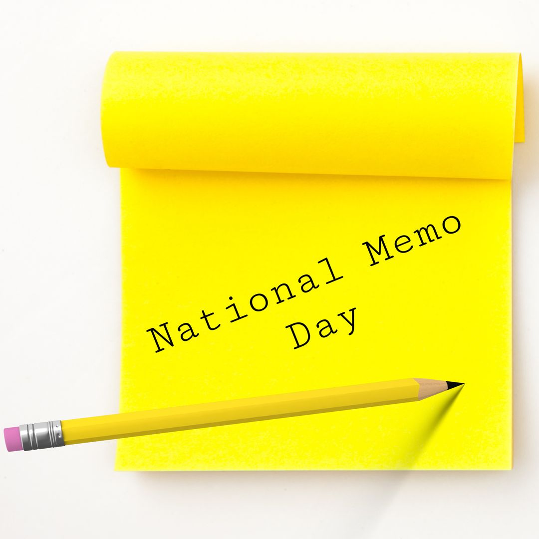 Yellow Notepad and Pencil Celebrating National Memo Day