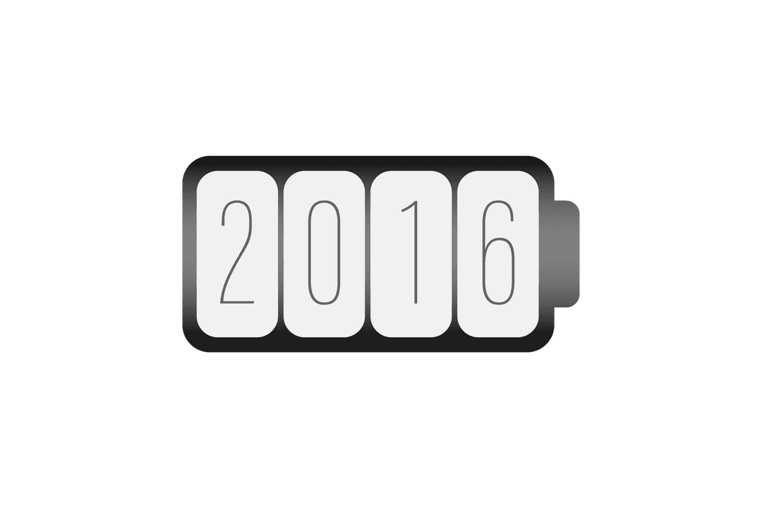 Digital Illustration of 2016 Number on Transparent Background