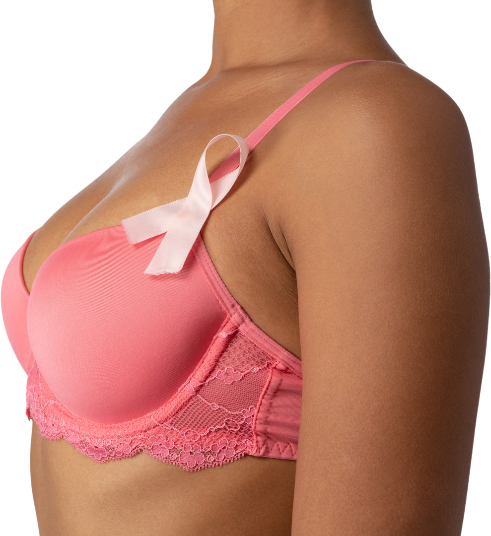 Close-Up of Transparent Bra with Breast Cancer Awareness Ribbon - Download Free Stock Images Pikwizard.com