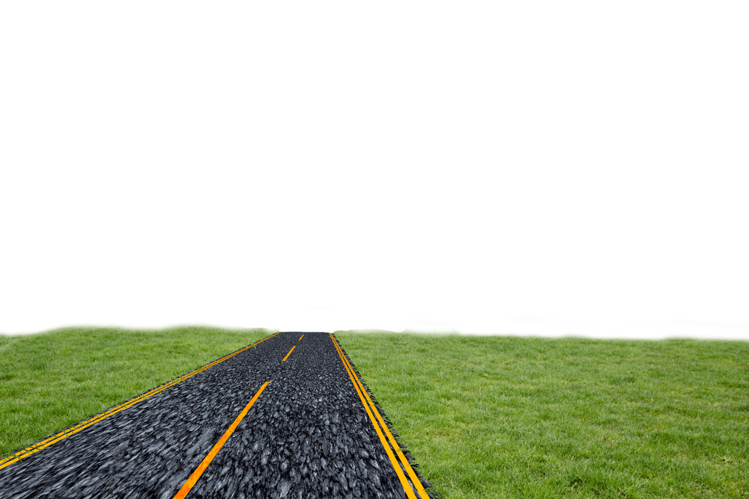 Road with Grass on Transparent Background Skewing Perspective