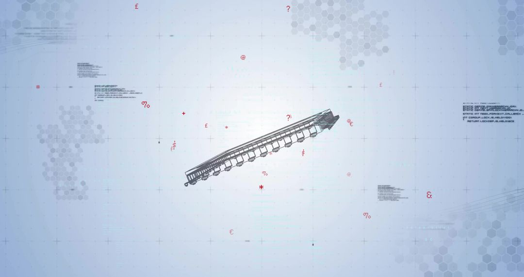 Futuristic Rail Engineering with Digital Grid and Symbols