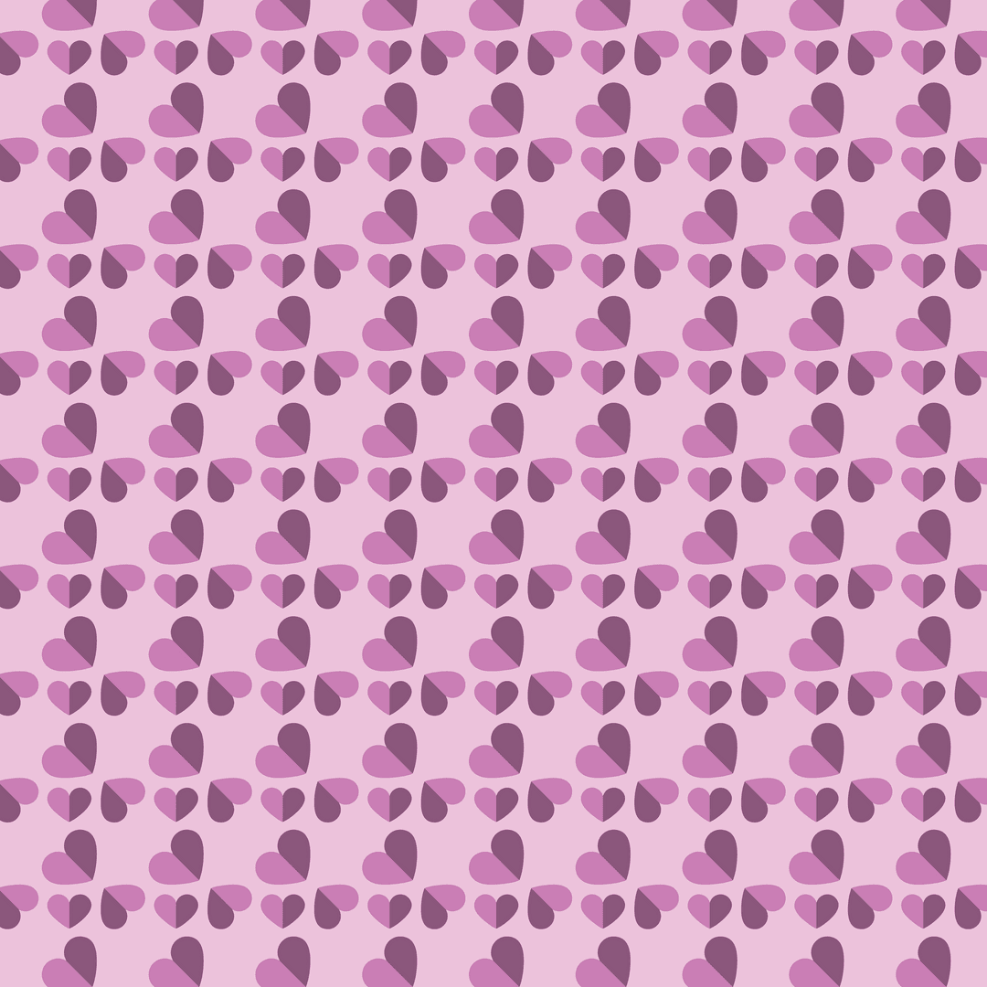 Seamless Pattern of Purple Hearts on Abstract Pink Background