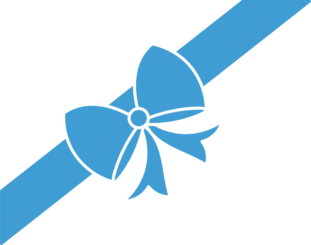 Blue Ribbon Bow on Transparent Background for Celebrations