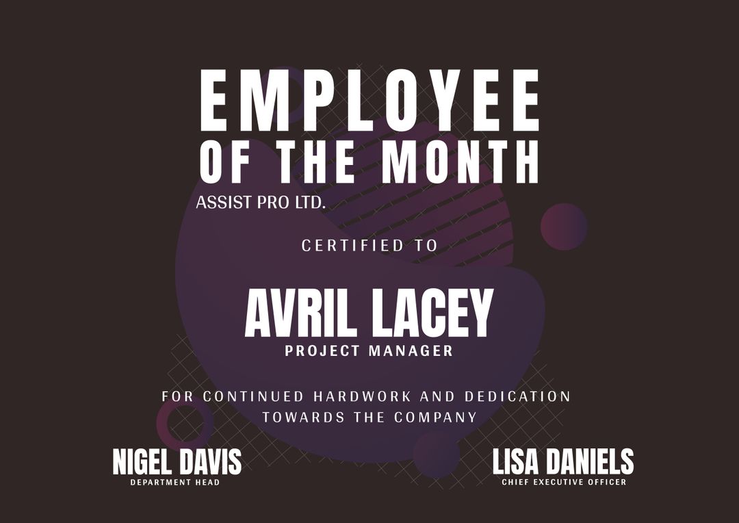 Modern Employee of the Month Award Certificate Design - Download Free Stock Templates Pikwizard.com