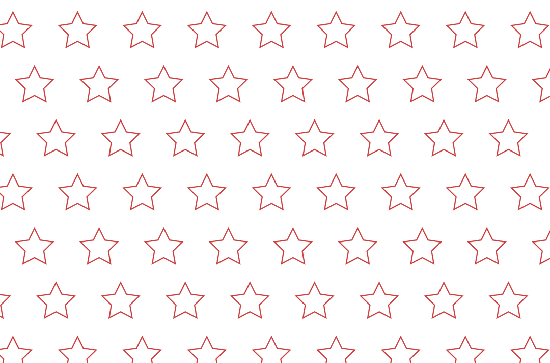 Rows of Red Stars Illustrating Pattern on Transparent Background