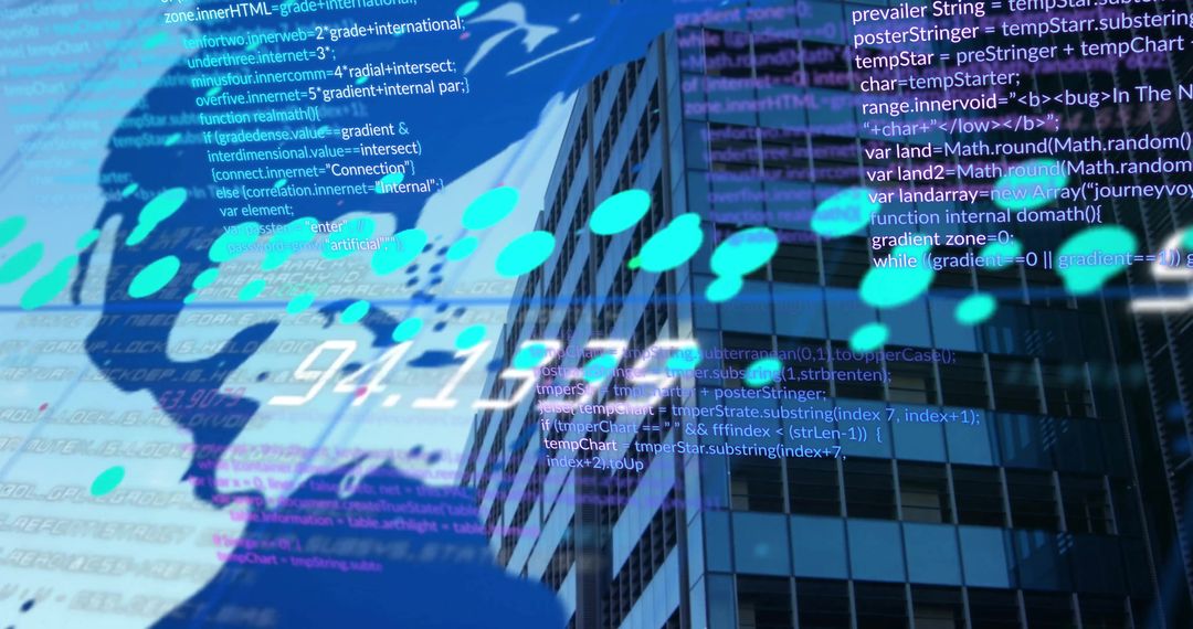 Digital Data Streams and Global Connectivity Against Modern Cityscape