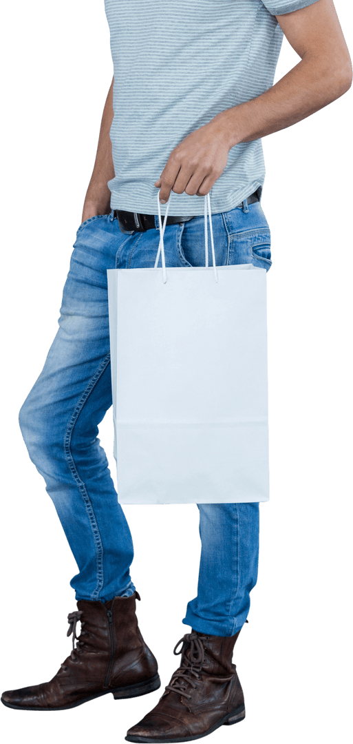 Transparent Shopping Enthusiast with Casual Jeans and Boots