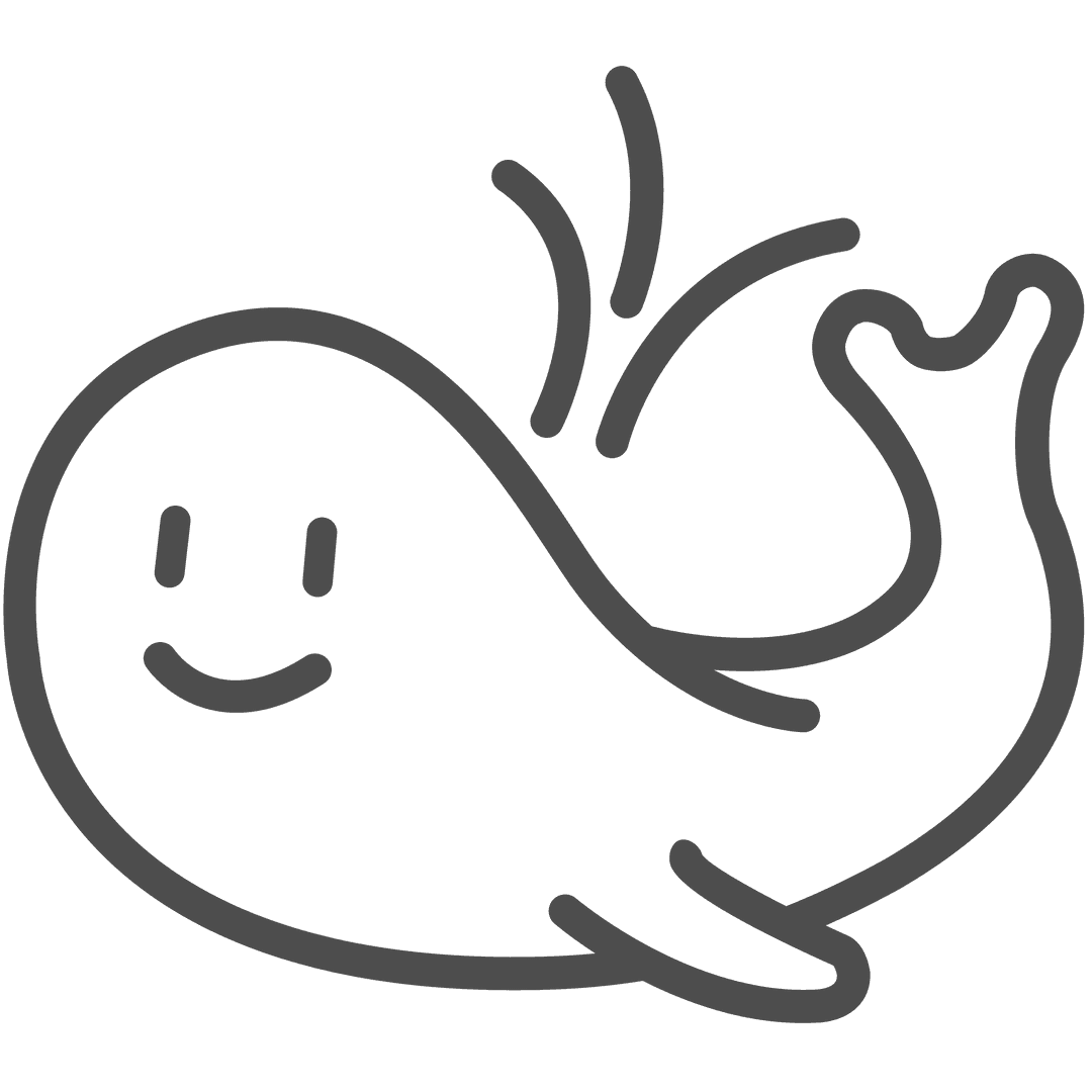 Smiling Whale Icon on Transparent Background
