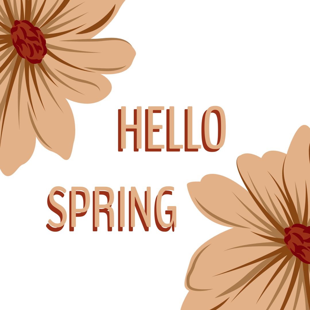 Warm-Toned Floral Design with Cheerful Spring Greeting