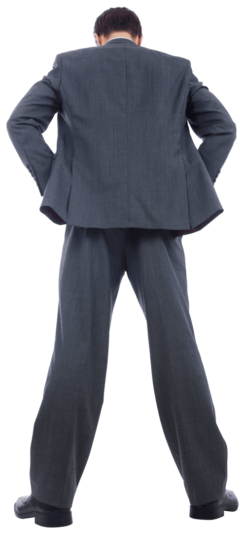 Transparent Businessman Standing with Hands on Hips Confidently