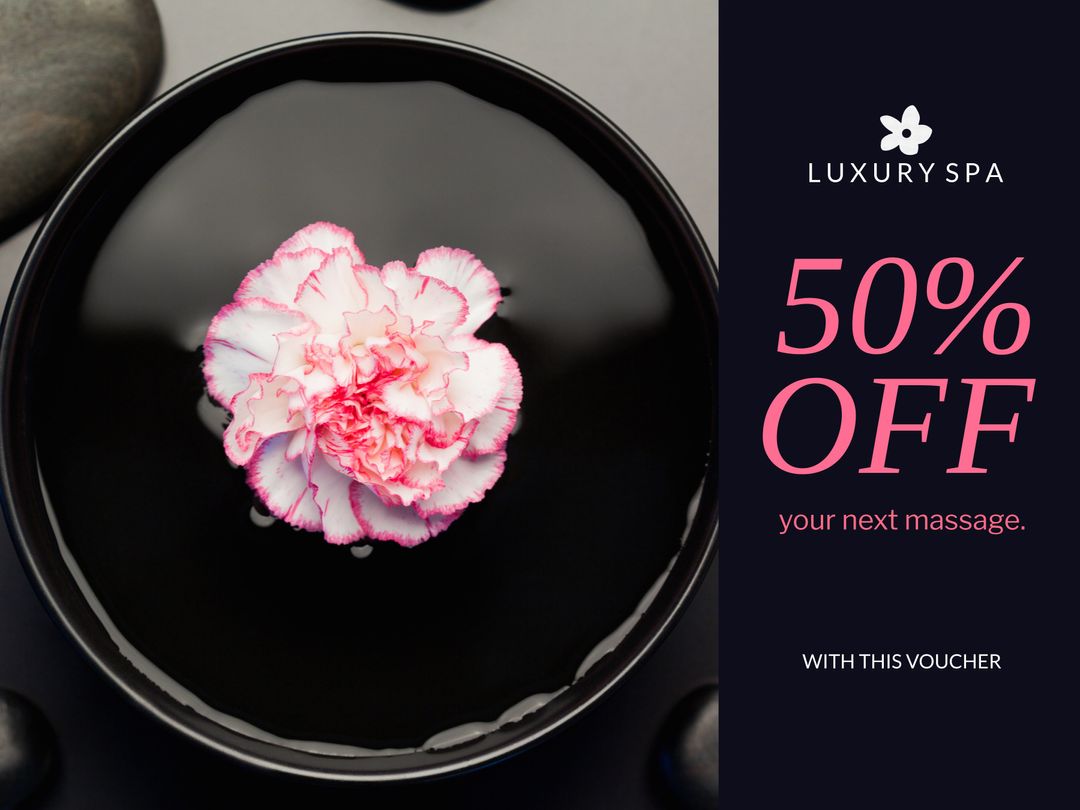 Pink Flower Floating in Water Advertises Spa Discount Offer