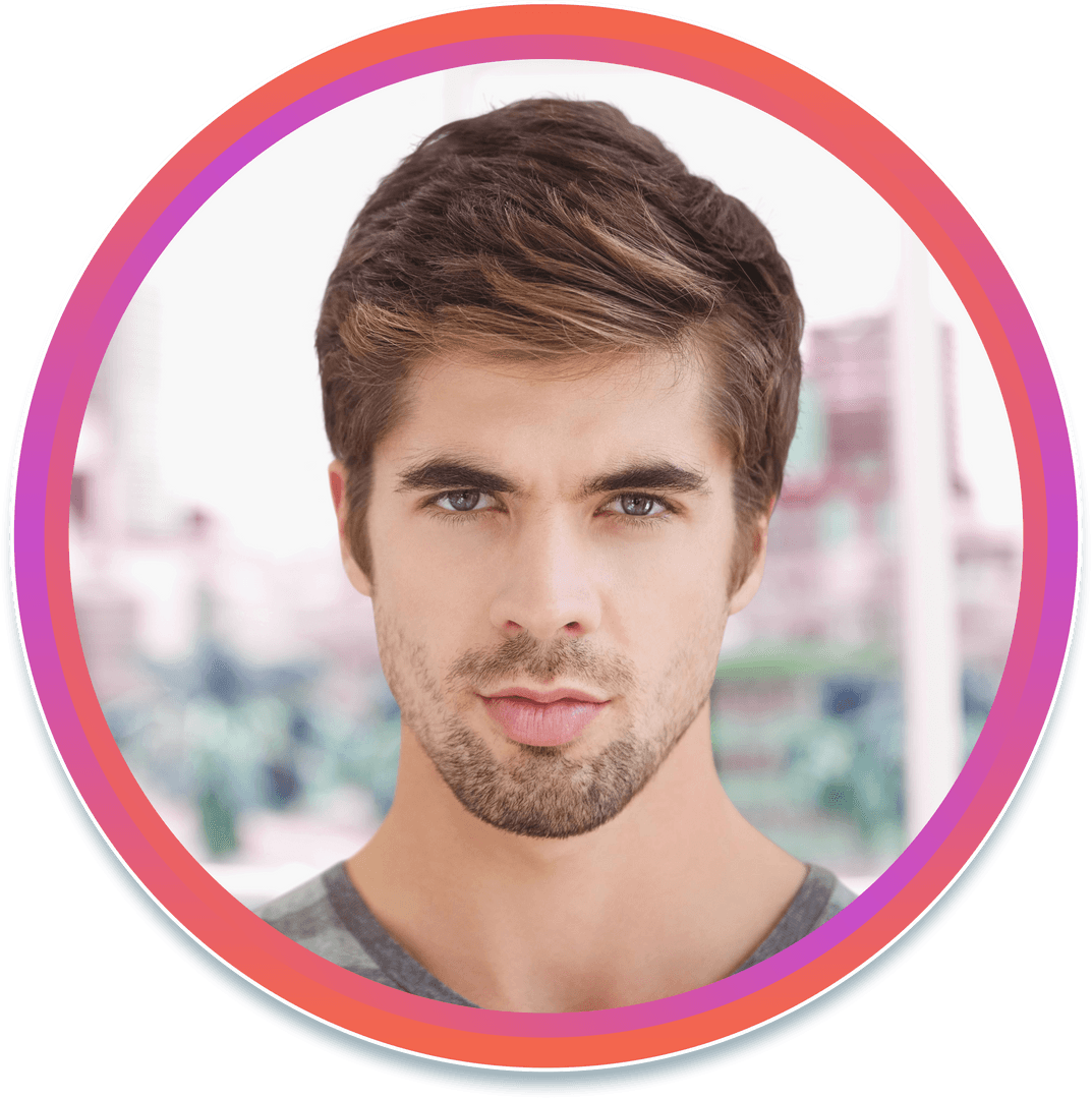 Transparent Profile Overlay with Handsome Man Face