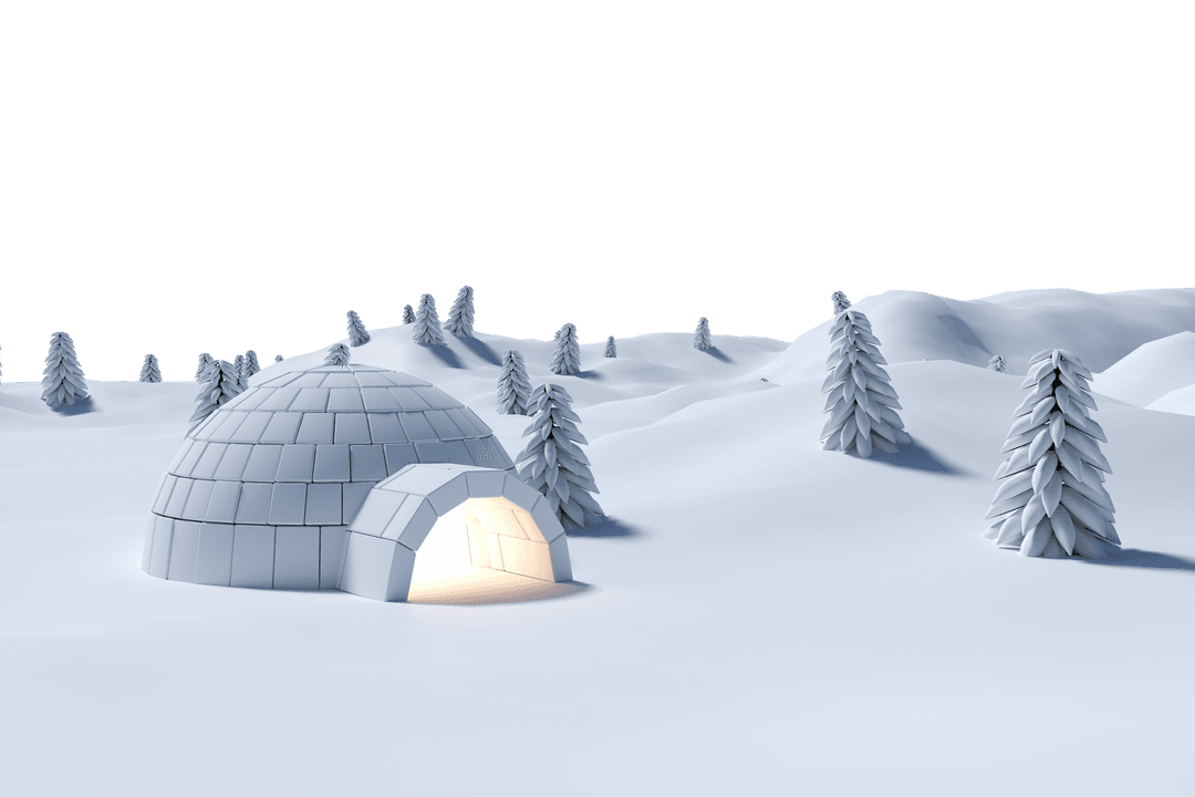 Transparent Winter Scene with Illuminated Igloo in Open Snowy Field - Download Free Stock Images Pikwizard.com