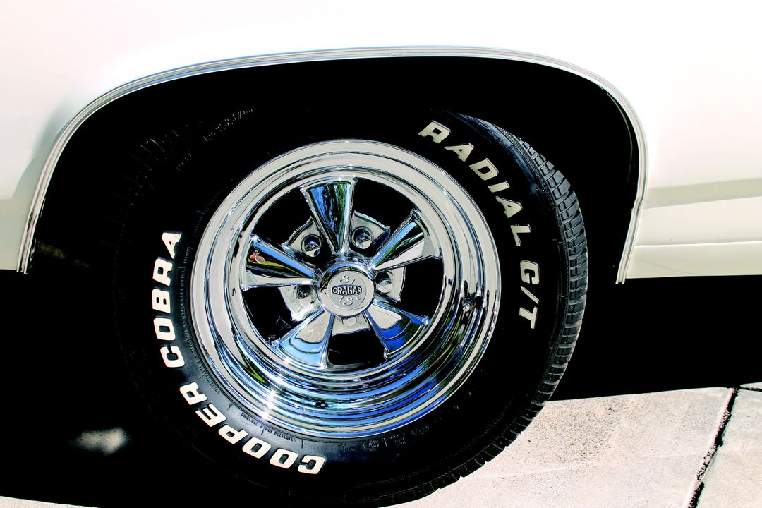 Close-up of Chrome Wheel and Radial Tire on Classic Car - Free Images, Stock Photos and Pictures on Pikwizard.com