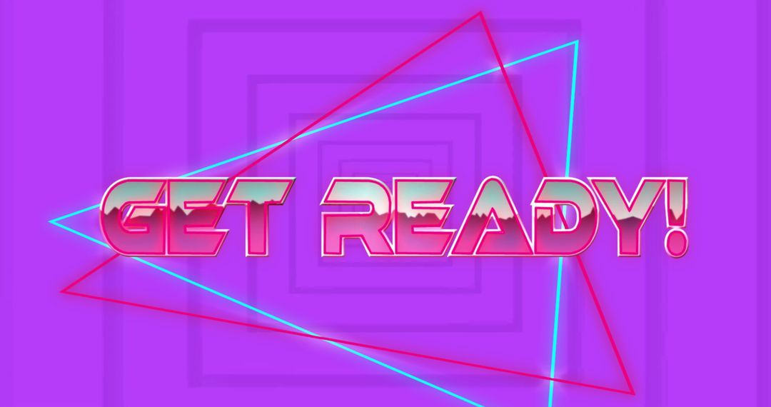 Futuristic Neon Get Ready Text on Vibrant Background Art