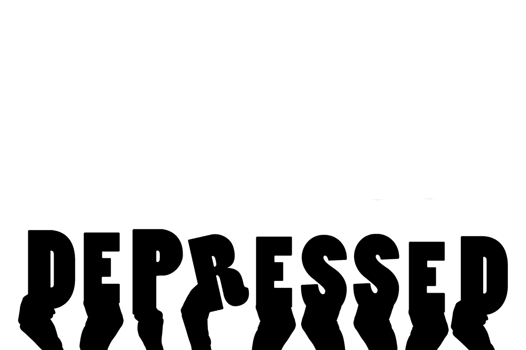 Transparent Silhouette Hands Holding Depressed Text Illustration